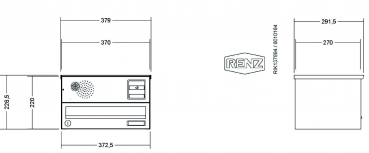 RENZ Briefkastenanlage Aufputz, Verkleidung Basic B, Kastenformat 370x110x270mm, 1-teilig, Vorbereitung Gegensprechanlage